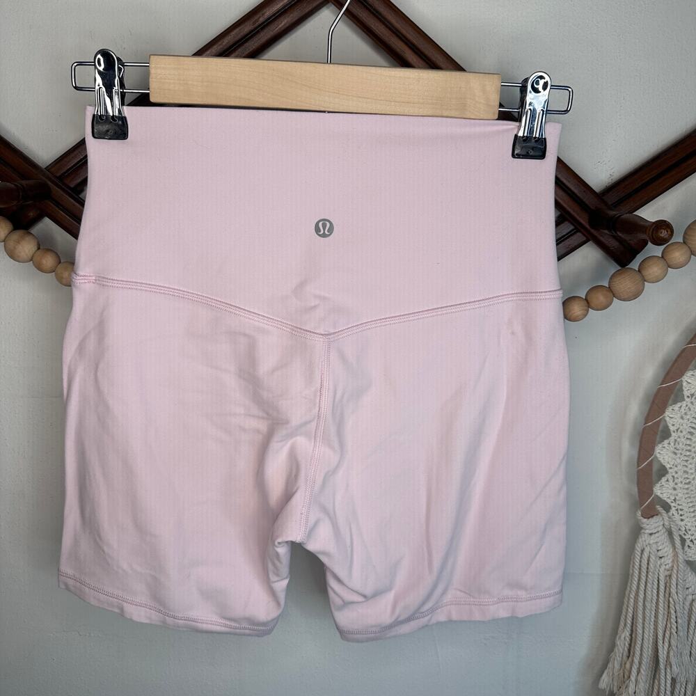 Lululemon Align Hi Rise Strawberry Milkshake Pink Biker Shorts - Picture 3 of 4
